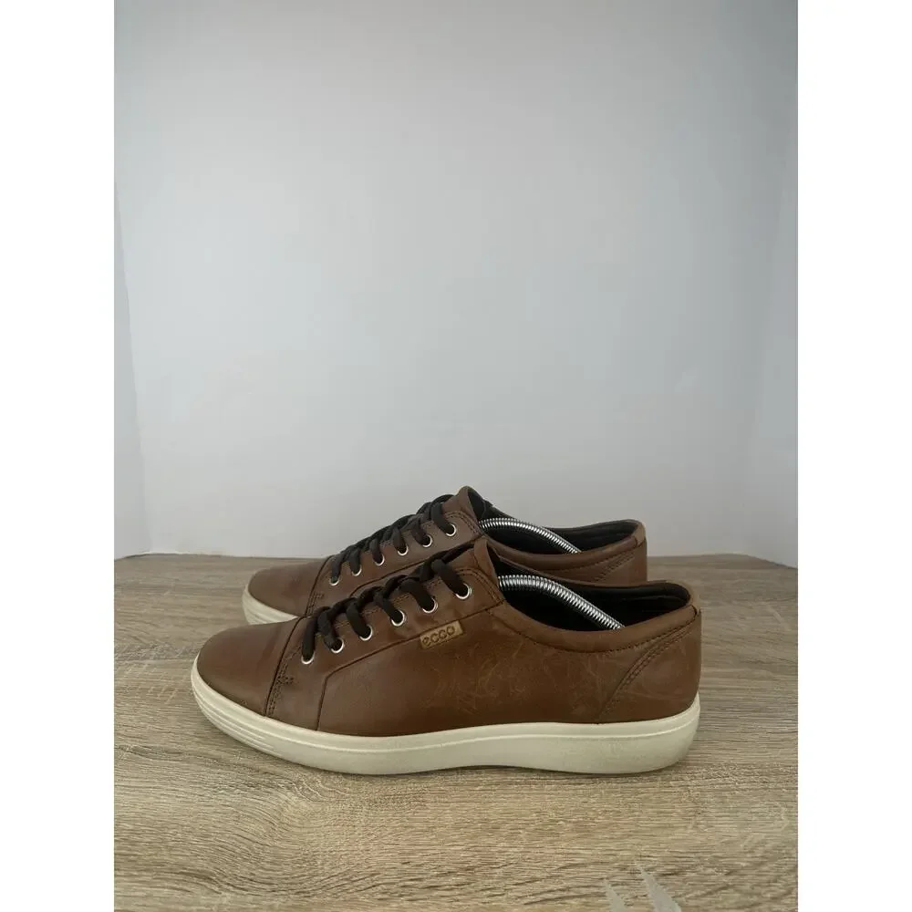 ECCO Men’s Brown Leather Sneakers EU 46 US 12-12.5 Comfort Casual Lace Up